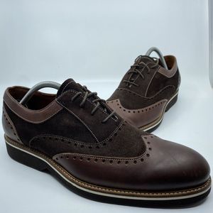 Mercanti Fiorentini Men's Size 10.5 Brown Wingtip Oxford Suede Dress Shoes